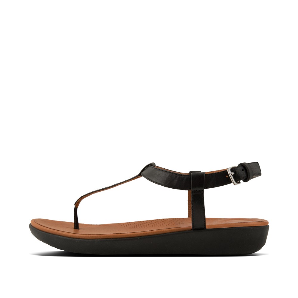 Fitflop Womens Sandals - Tia Leather - Black - 190-IADRVG